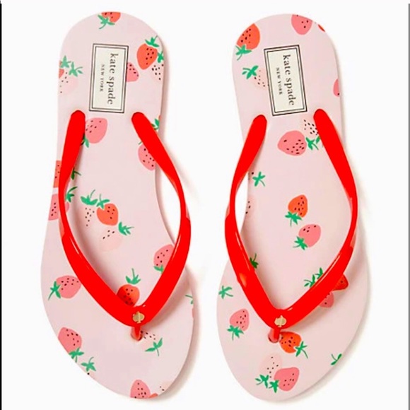 More 🔜 🎉 HP 🎉 🆕 Kate Spade ♠️ Fiji Flip Flops Wild Strawberry - Picture 14 of 14